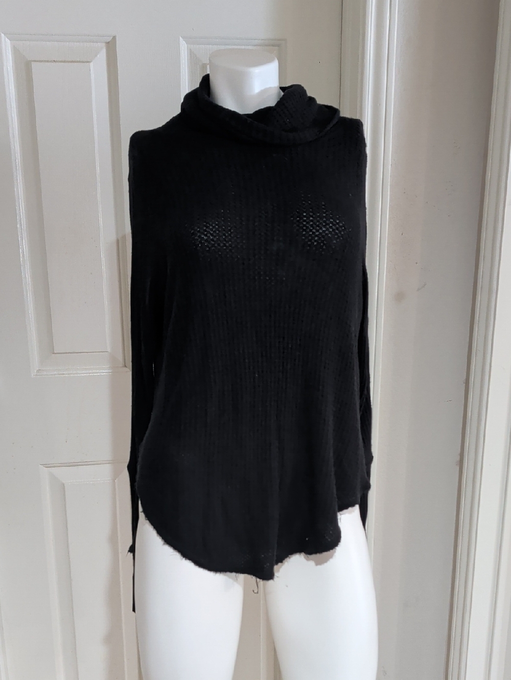 We The Free Black Ribbed Cowl Turtleneck Sweater Medium
